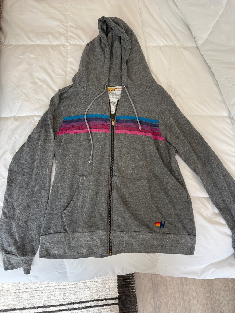 Aviator Nation Gray Zip-Up Hoodie XL